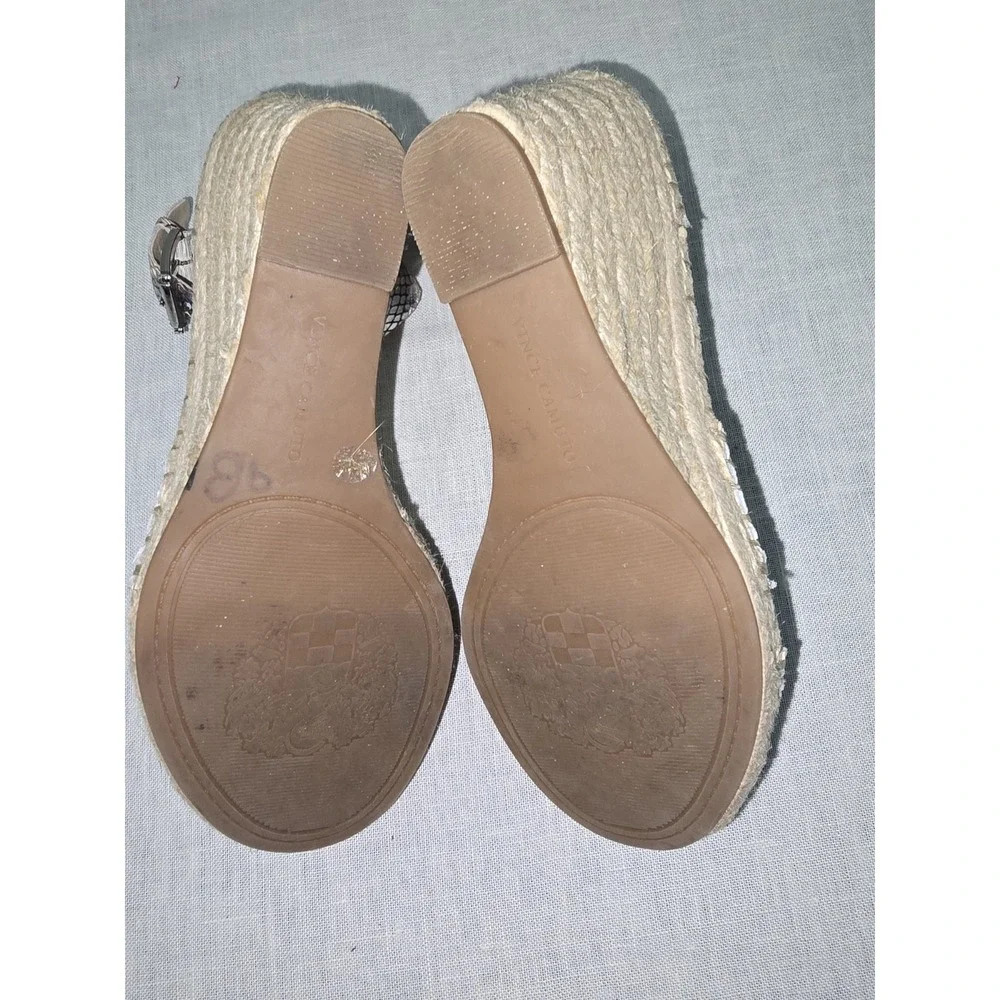Vince Camuto Ankle Strap Snake Print Sandals Espadrilles Wedge Shoes Size 7